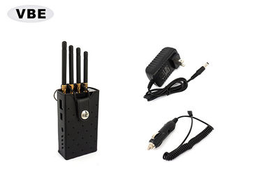 4 Bands 4W Black 30dBm Portable Phone Signal Blocker , Handheld Signale Jammer For GSM , DCS